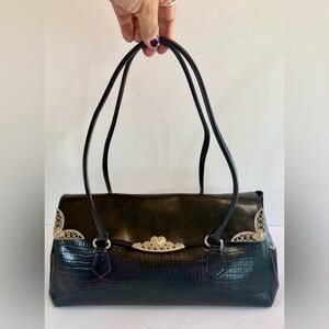 Elegant Black Women's Handbag with Silver Hardware